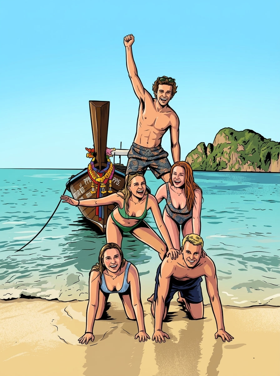 La même photo transformée en affiche illustrée